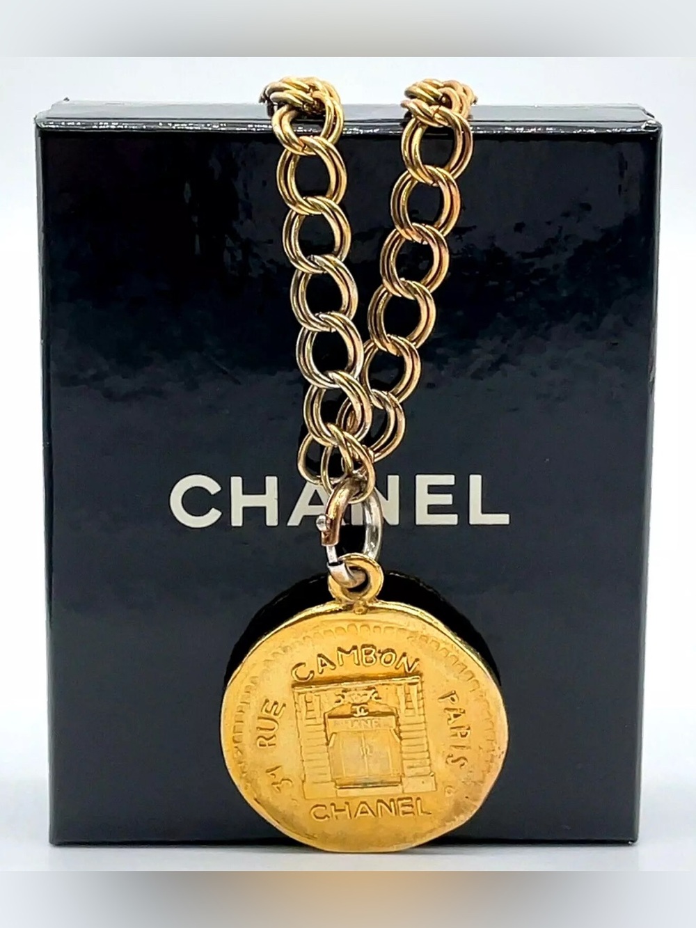 CHANEL Gold Plated 31 Rue Cambon Pendant Necklace